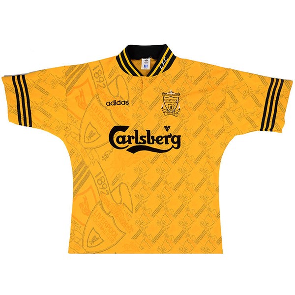 Auswärtstrikot Thailand Liverpool Retro 1994 1996 Gelb Günstige Fußballtrikots